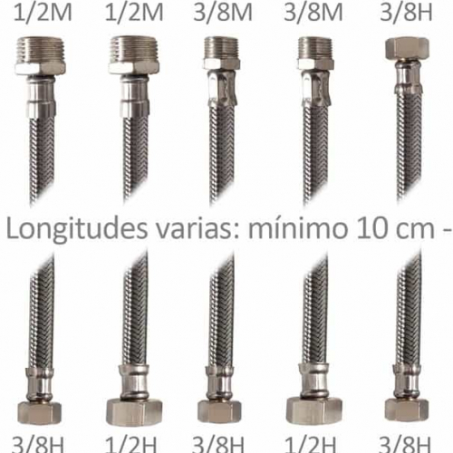 Flexo inoxidable 13 milimetros, 25 centimetros